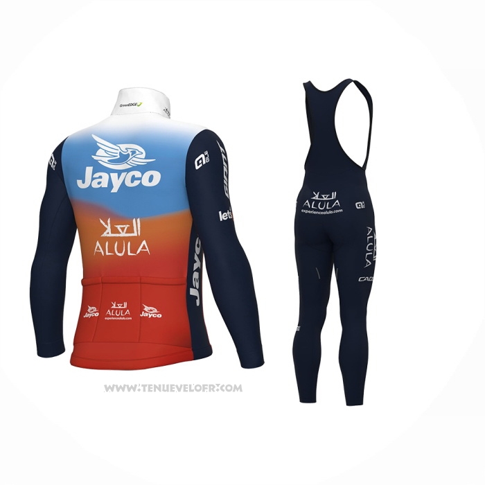 2024 Maillot Cyclisme Jayco AlUla Bleu Orange Manches Longues Et Cuissard